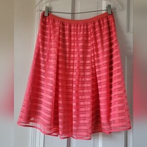 Anthropologie Maeve Coral Mesh-Striped Circle Skirt